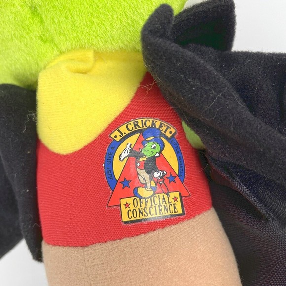 Vintage 1992 Mattel 15" Jiminy Cricket Stuffed Plush Toy w/ Umbrella Pinocchio - Picture 7 of 12